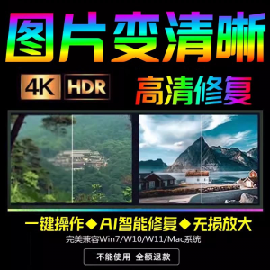 智能AI：图片相片模糊变清晰/高清修复无损放大/黑白上色彩色软件-88资料库
