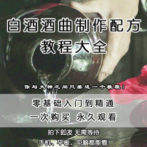 白酒酒曲制作配方教程酿酒技术秘方勾兑视频教学课程零基础学习-88资料库