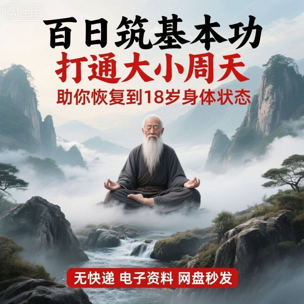 百日筑基功打通大小周天电子版视频课程动功通脉秘传心法打坐讲解-88资料库