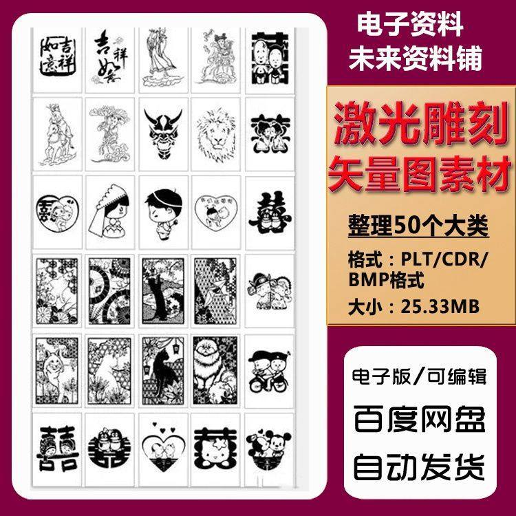 激光雕刻打刻机素材大全刻字图案模板集合plt格式CDR矢量设计文件-88资料库