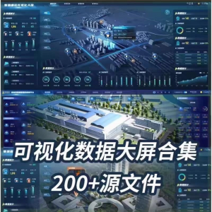 可视化数据大屏设计模板蓝色科技数字孪生设计素材UI界面PSD文件-88资料库