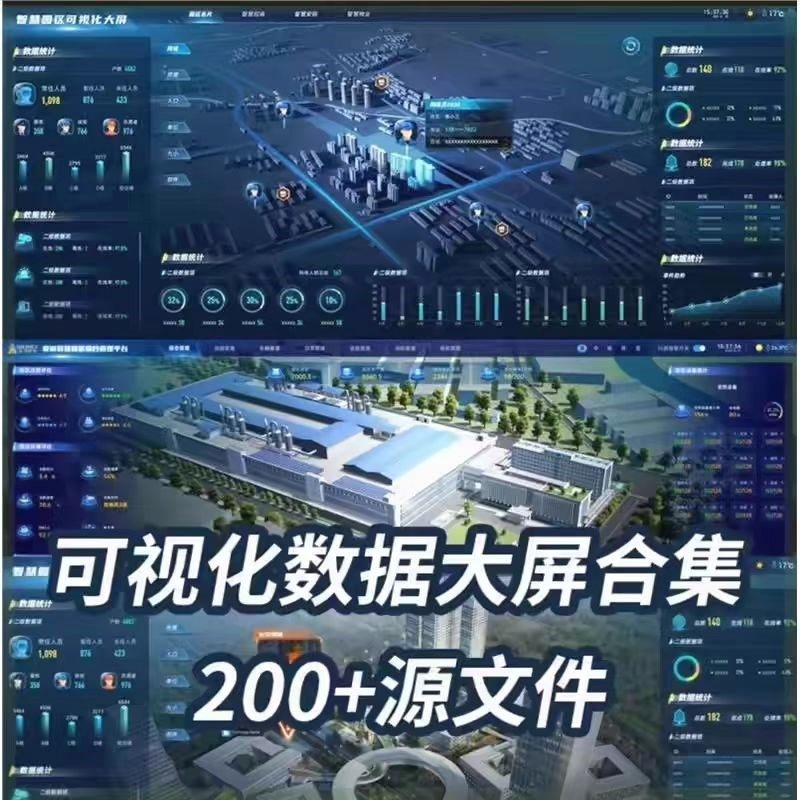 可视化数据大屏设计模板蓝色科技数字孪生设计素材UI界面PSD文件-88资料库