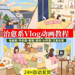 治愈系动画视频插画教程AI绘画动态情感唯美vlog镜头剪辑课程素材-88资料库