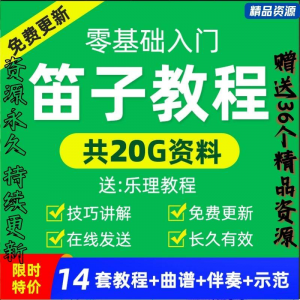 零基础笛子教程自学入门进阶视频初学者教学成人儿童学竹笛教材全-88资料库
