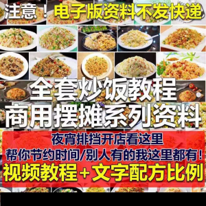 花式炒饭视频教程 泡菜蛋炒饭海鲜盖饭制作 特色小吃配方技术课程-88资料库